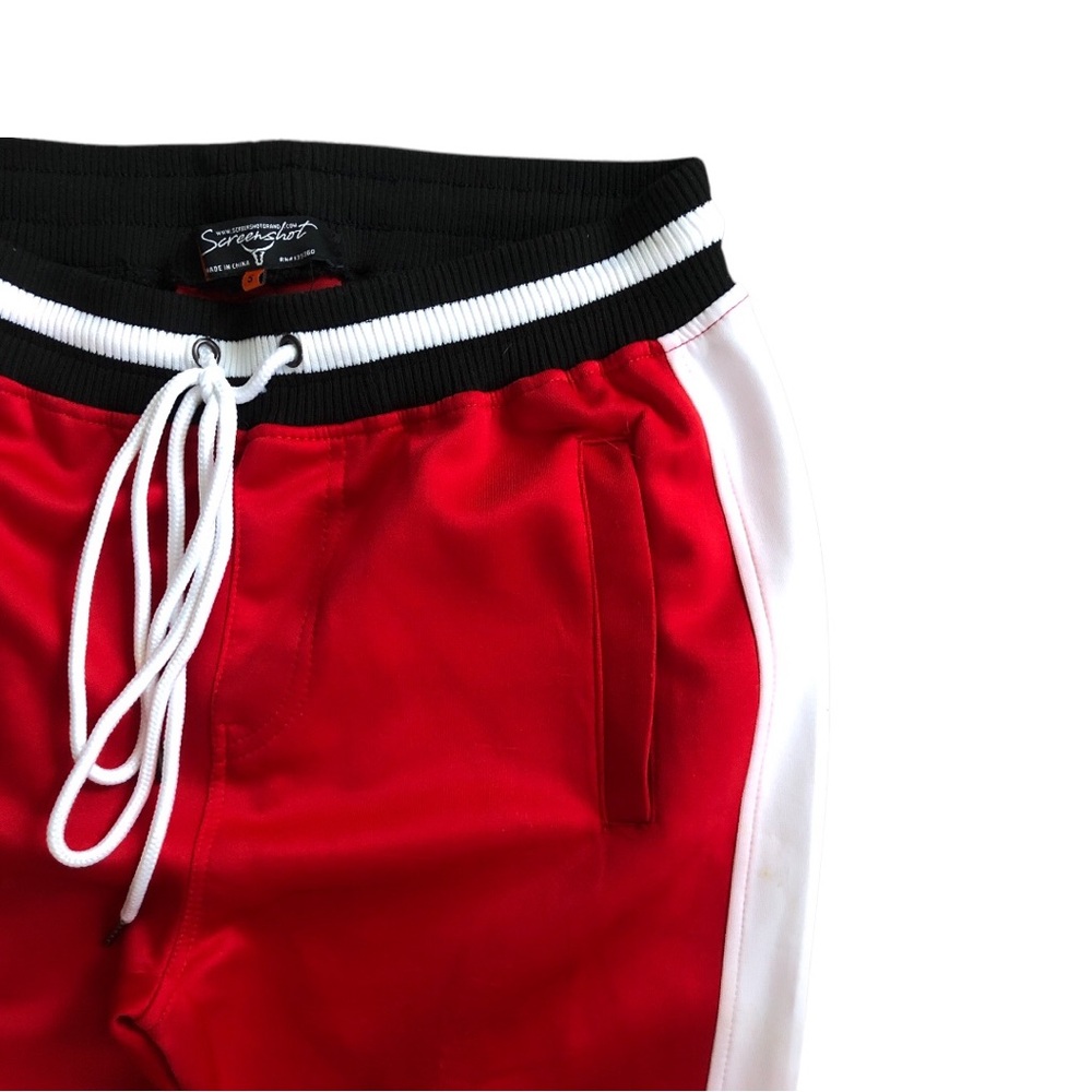 Red Track Pants with White Stripes - Picture 4 of 7